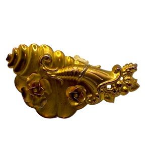 Vintage horn of plenty cornucopia brooch fall brooch thanksgiving brooch